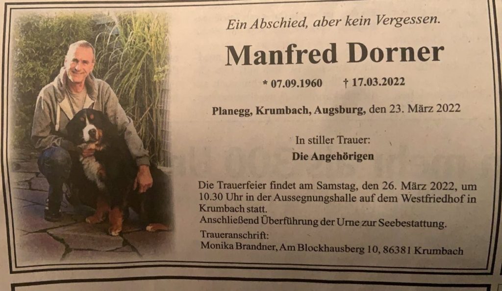 Nachruf Manfred Dorner